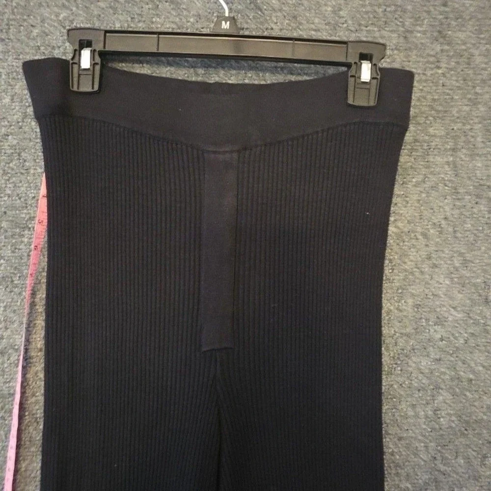 Salt Murphy Pants Womens M Black Ribbed Knit Pull On Flare Leg Stretch Lounge
